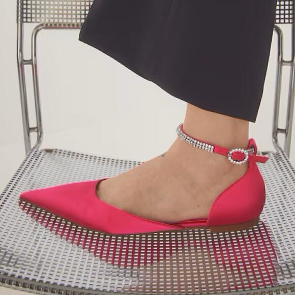 MANGO Fuchsia Bejeweled Pointed Toe Flats NWT - Picture 13 of 16